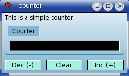 screenshot of the simple counter example